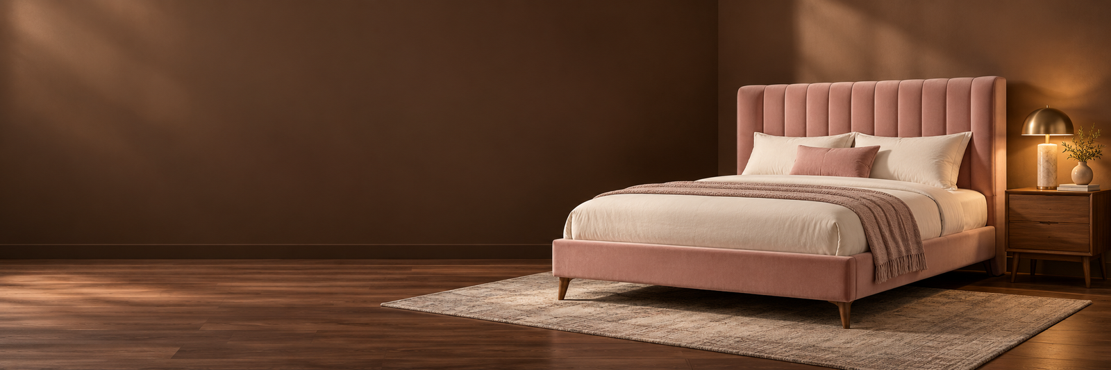Blush Bed in Warm Walnut Room-3