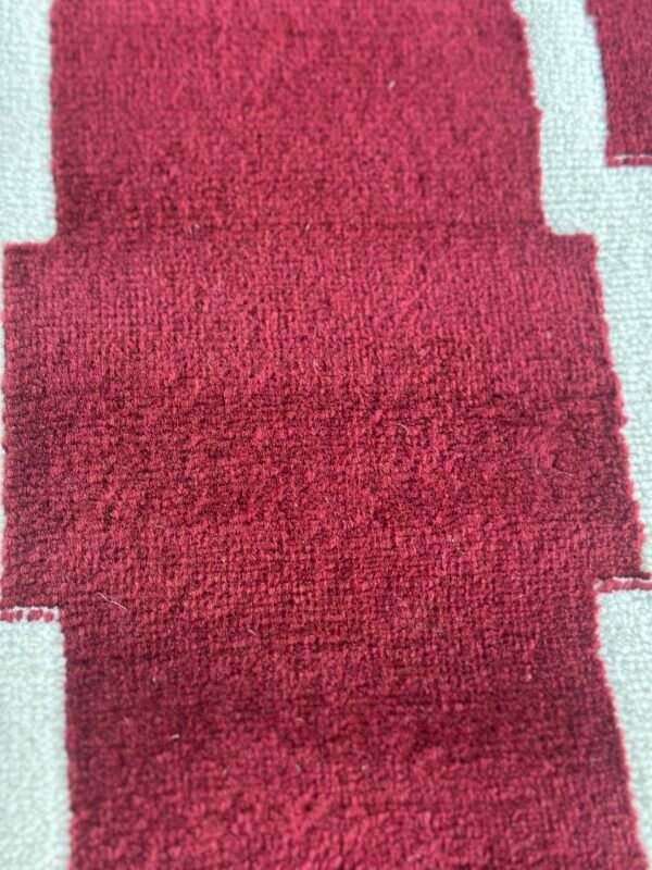 Burgundy Trellis Geometric Area Rug - Modern Red & White Carpet, 5x6 ft. - Image 2
