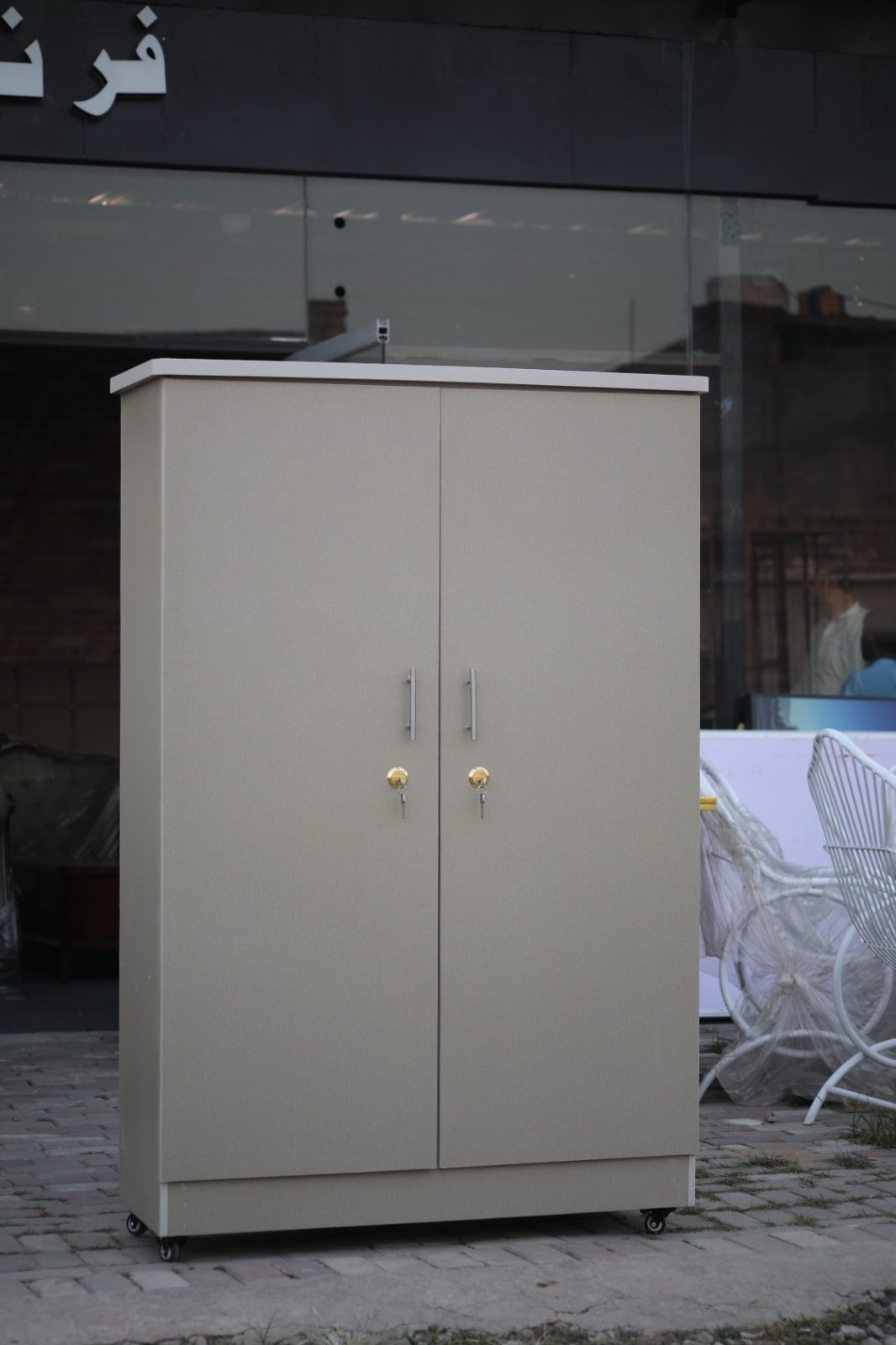 Wooden Cabinet with Lock & Wheels - Image 6