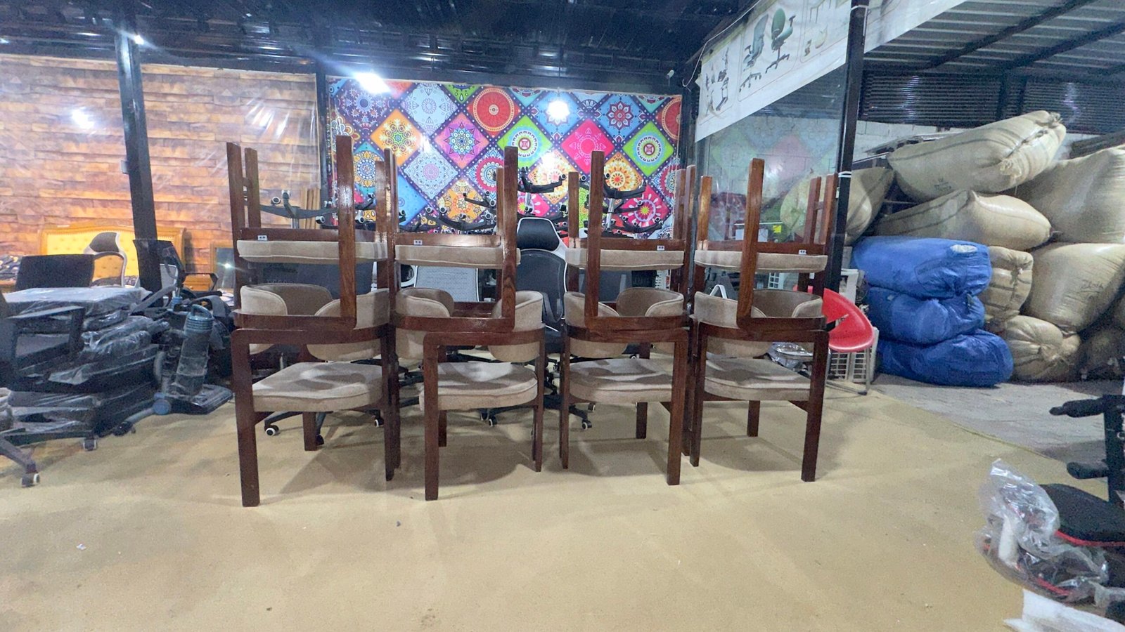 Wooden Armchair with Plush Beige Upholstery – Handmade Solid Wood Accent Chair - Image 7