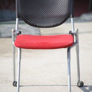 Red Foldable Office Chair | Training & Conference Chair with Wheels | Islamabad Auctioneers
