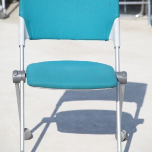 Green Foldable Office Training Chair with Mesh Back & Wheels