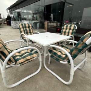 Garden Furniture Set 4 Chairs & 1 Table | Plastic Frame Outdoor Dining Set – Islamabad Auctioneers