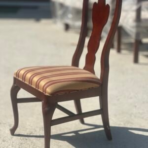 Vintage Drexel Heritage Queen Anne Dining Chair | Solid Cherry Wood | Striped Upholstery