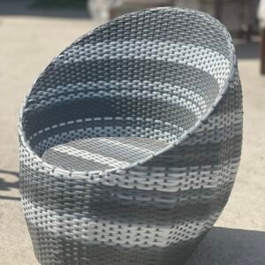 Modern 5-Piece Grey Wicker Patio Set – Space-Saving Nesting Design