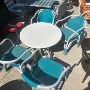 5-Piece outdoor chairs Set | White Round Dining Table