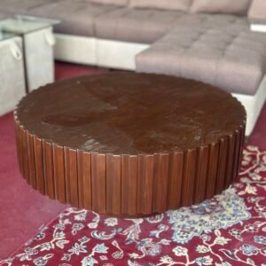 Modern Round Wooden Coffee Table – Solid Wood Center Table | Stylish Living Room Lounge Furniture
