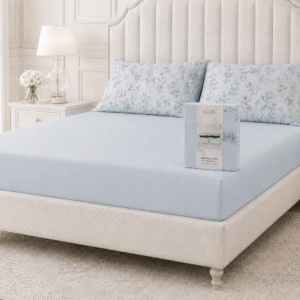 Nicoletta Rosi Premium Matrimoniale Bed Sheet Set – Light Sky Blue