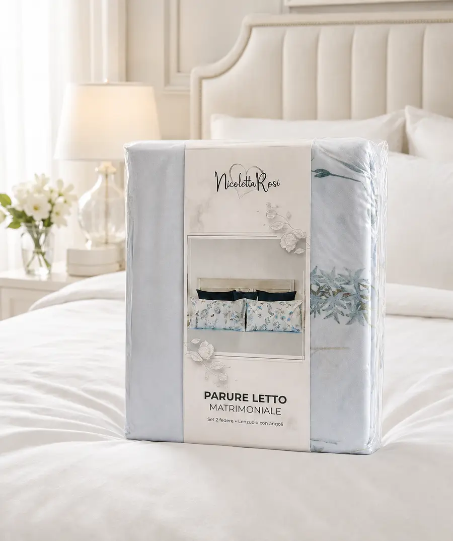 Nicoletta Rosi Premium Matrimoniale Bed Sheet Set – Light Sky Blue - Image 2