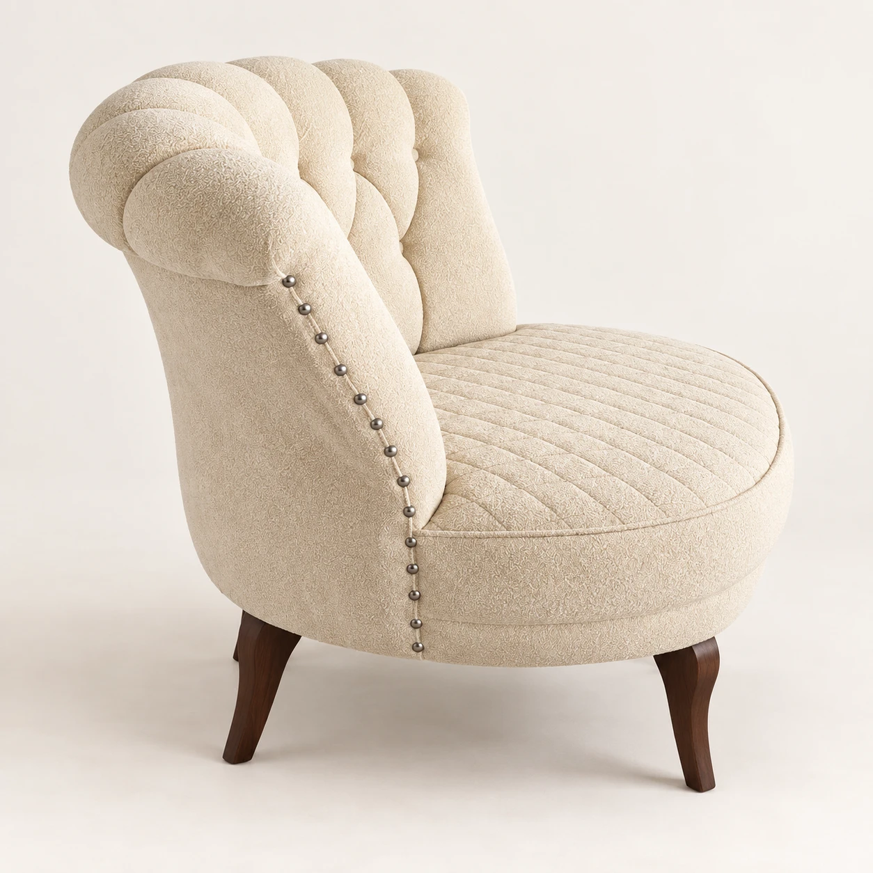 Luxury Tufted Accent Chair – Classic Cream Lounge Chair - Image 5