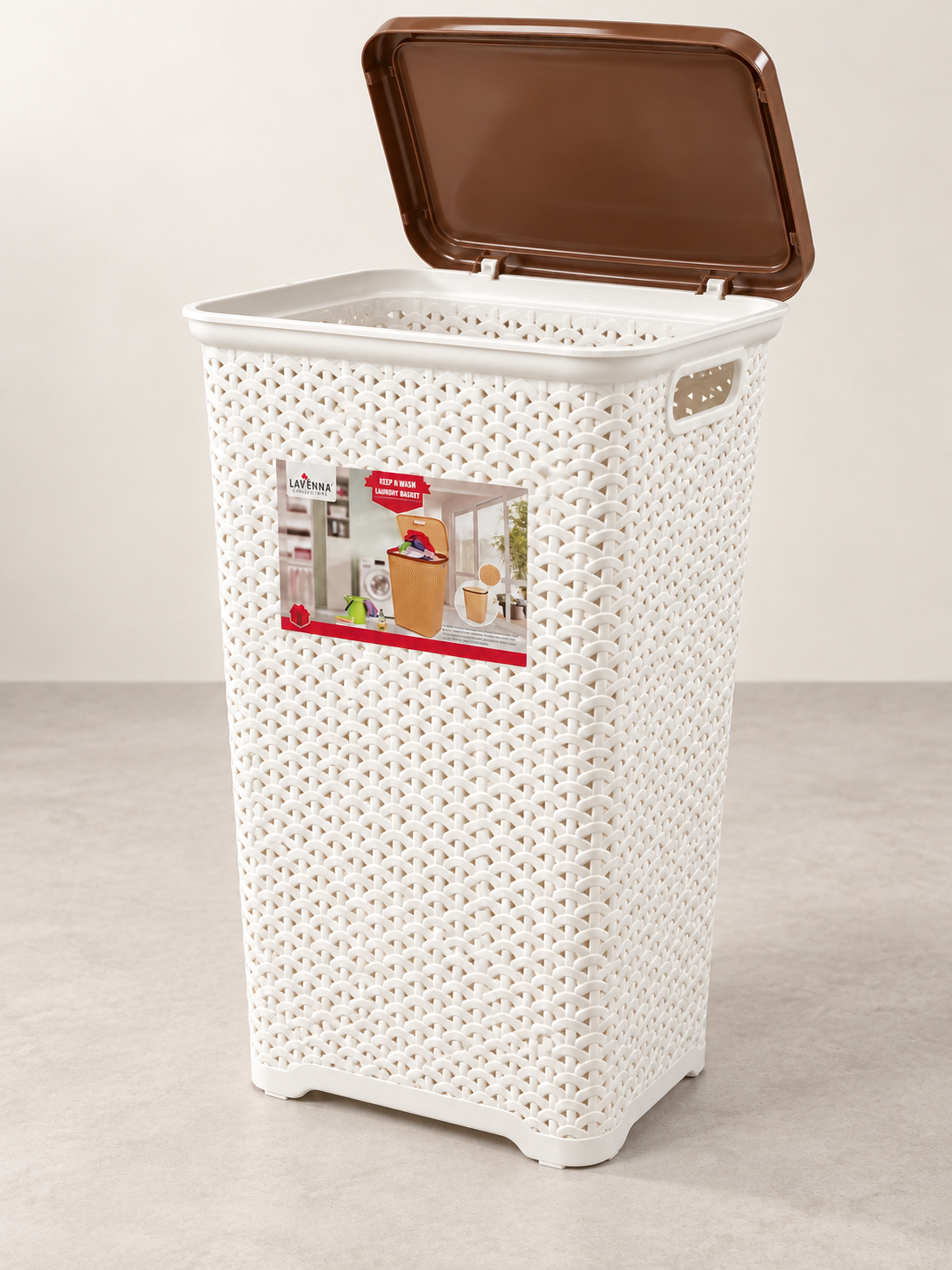 Lavenna Keep N Wash Woven Laundry Basket with Lid (Random Colours) - Image 4