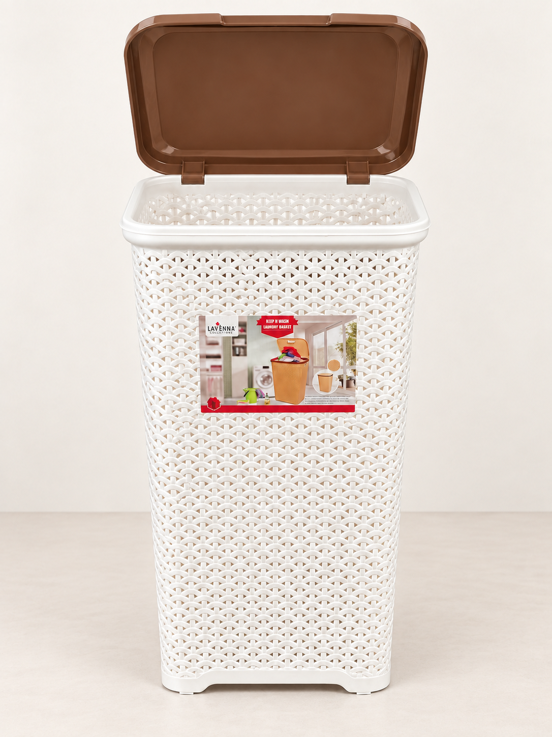 Lavenna Keep N Wash Woven Laundry Basket with Lid (Random Colours) - Image 3