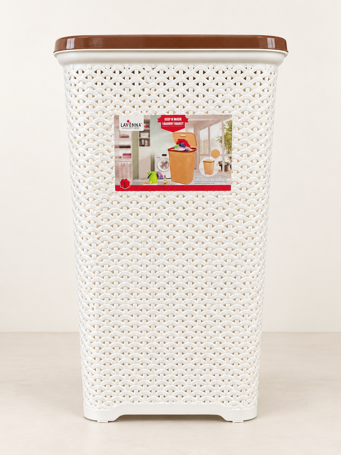 Lavenna Keep N Wash Woven Laundry Basket with Lid (Random Colours) - Image 2