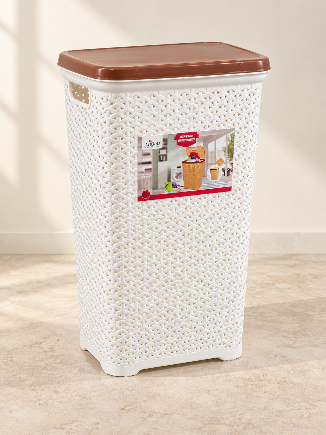 Lavenna Keep N Wash Woven Laundry Basket with Lid (Random Colours)