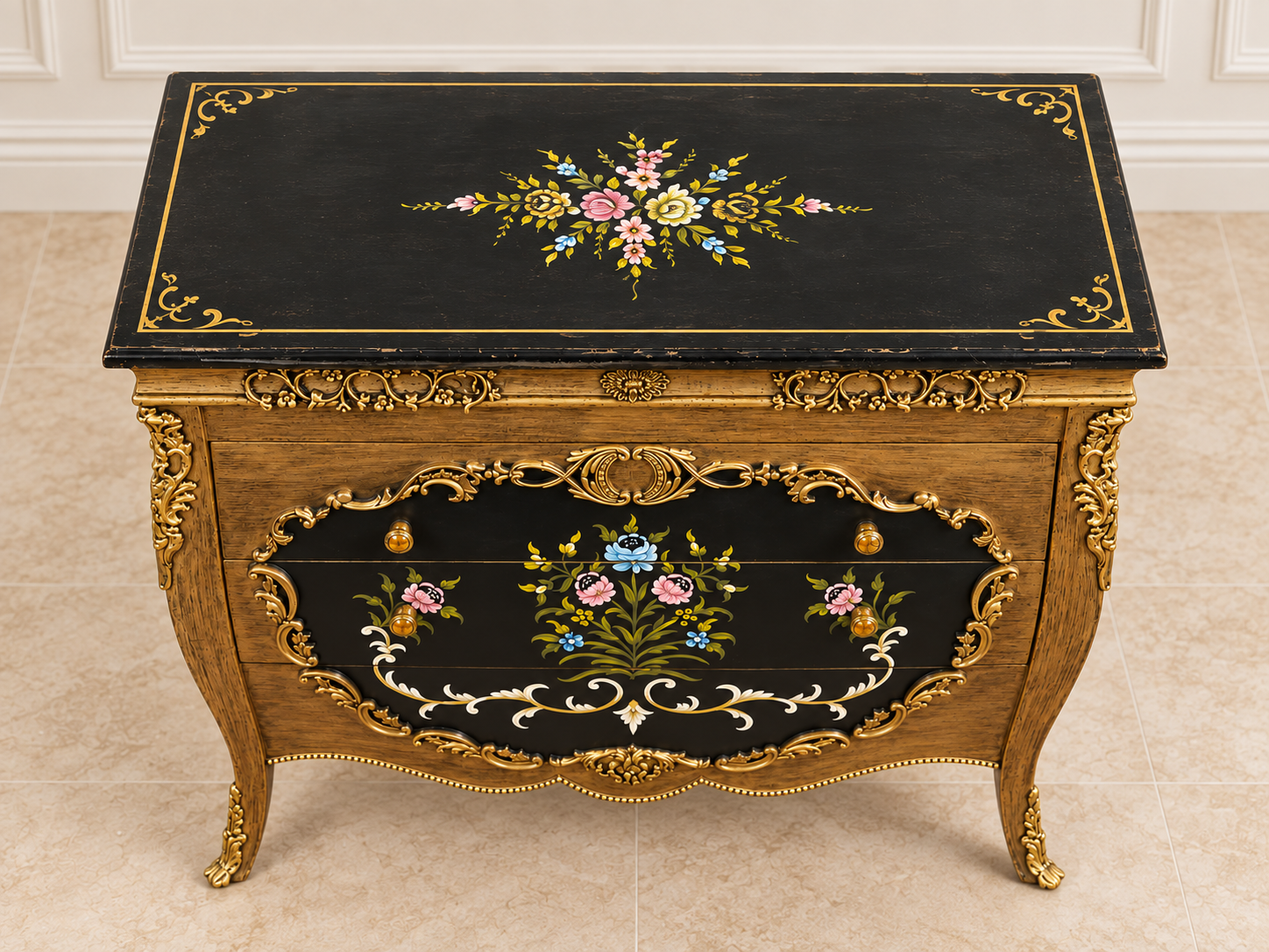 Vintage Floral 3-Drawer Chest