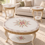 3-Piece Hand-Painted Floral Coffee & Side Table Set