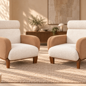 Modern High-Back Two-Tone Lounge Chair