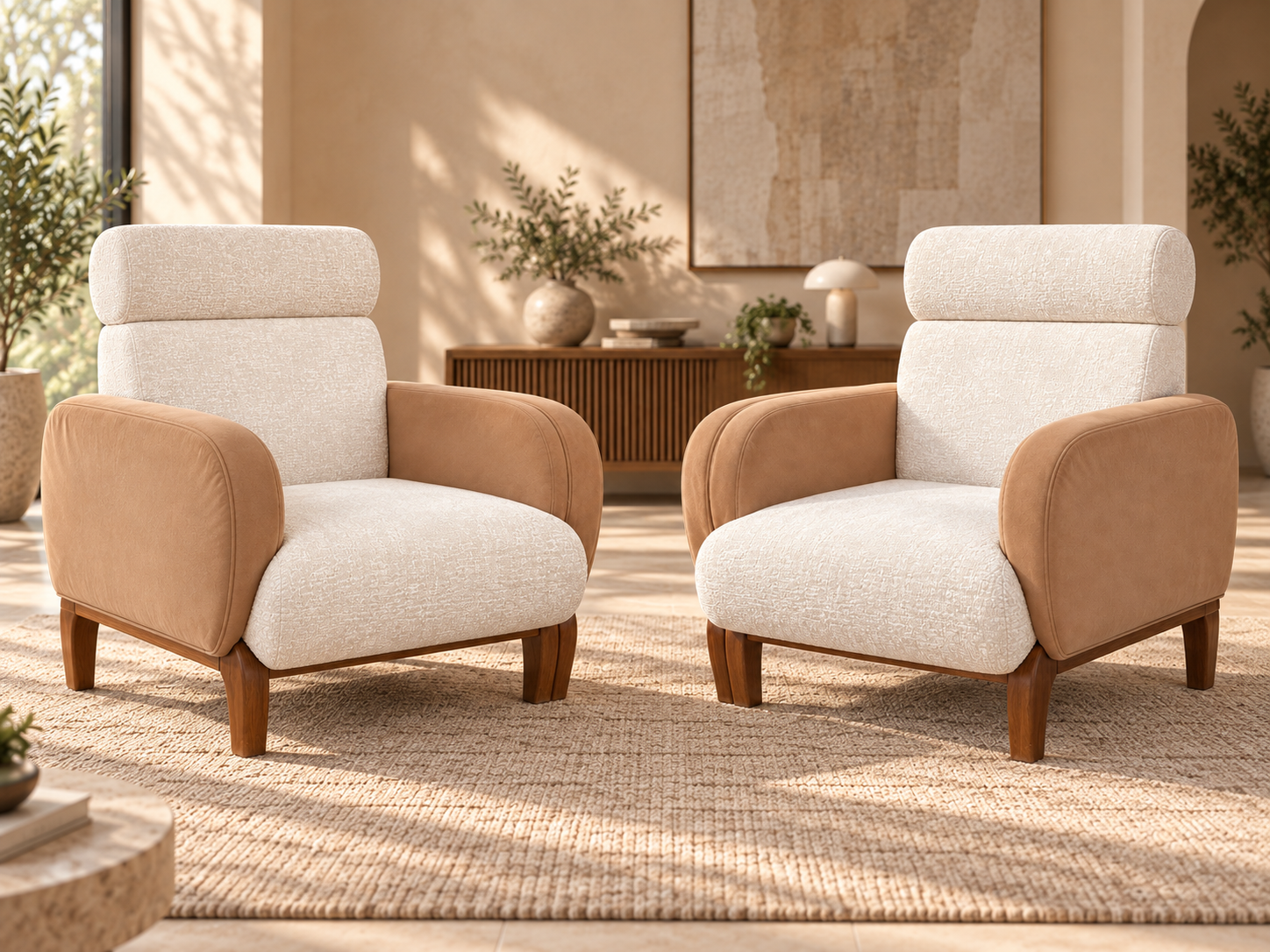 Modern High-Back Two-Tone Lounge Chair