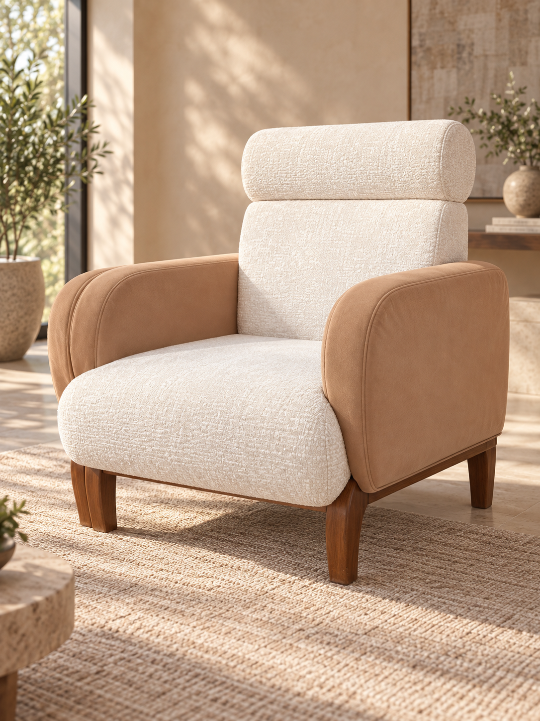 Modern High-Back Two-Tone Lounge Chair - Image 3