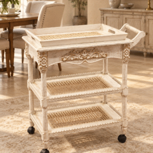 Vintage Multi-Colour 3-Tier Serving Trolley with Wheels