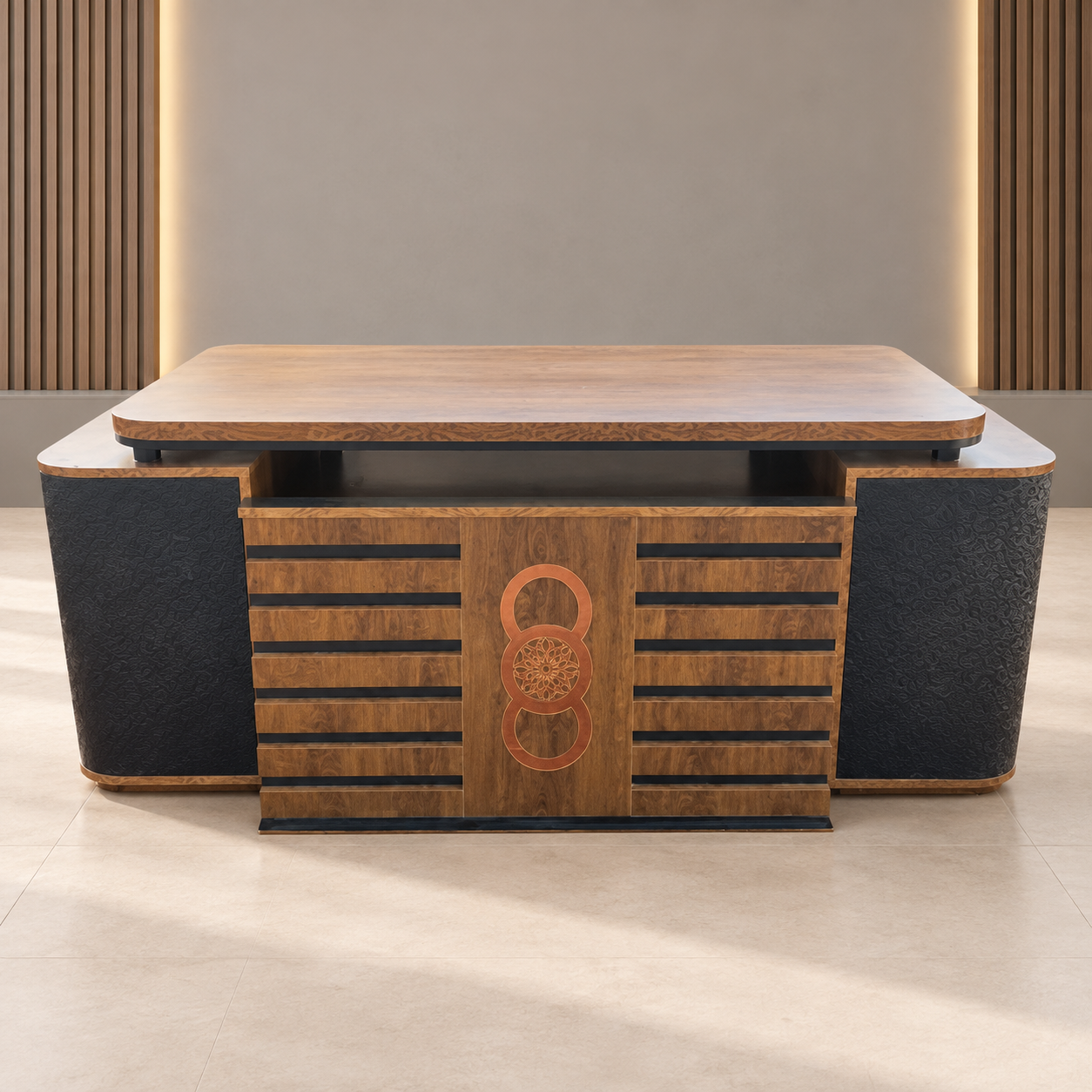 Modern Executive Office Desk with Side Storage