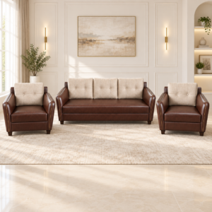 Classic Brown 5-Seater Sofa Set