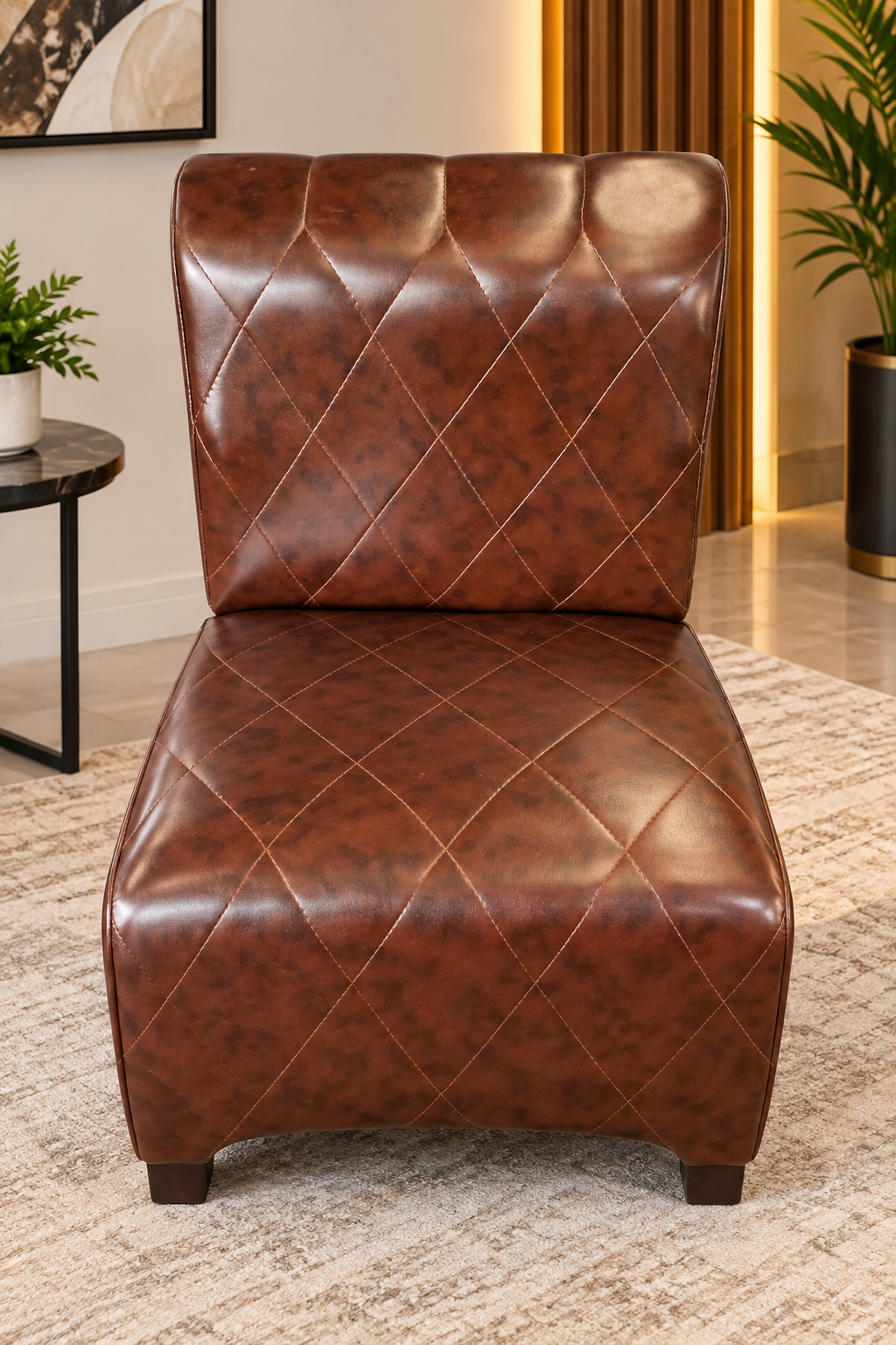 Brown Leather Lounge Chair - Image 2
