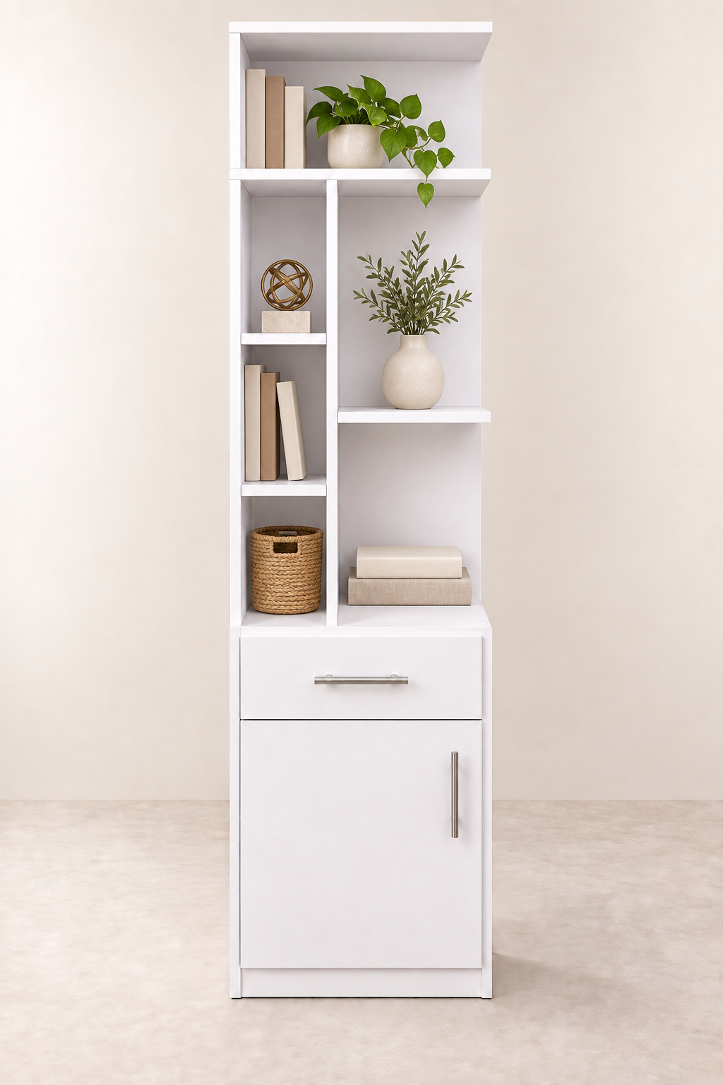 White Multipurpose Storage Rack with Cabinet - Image 2