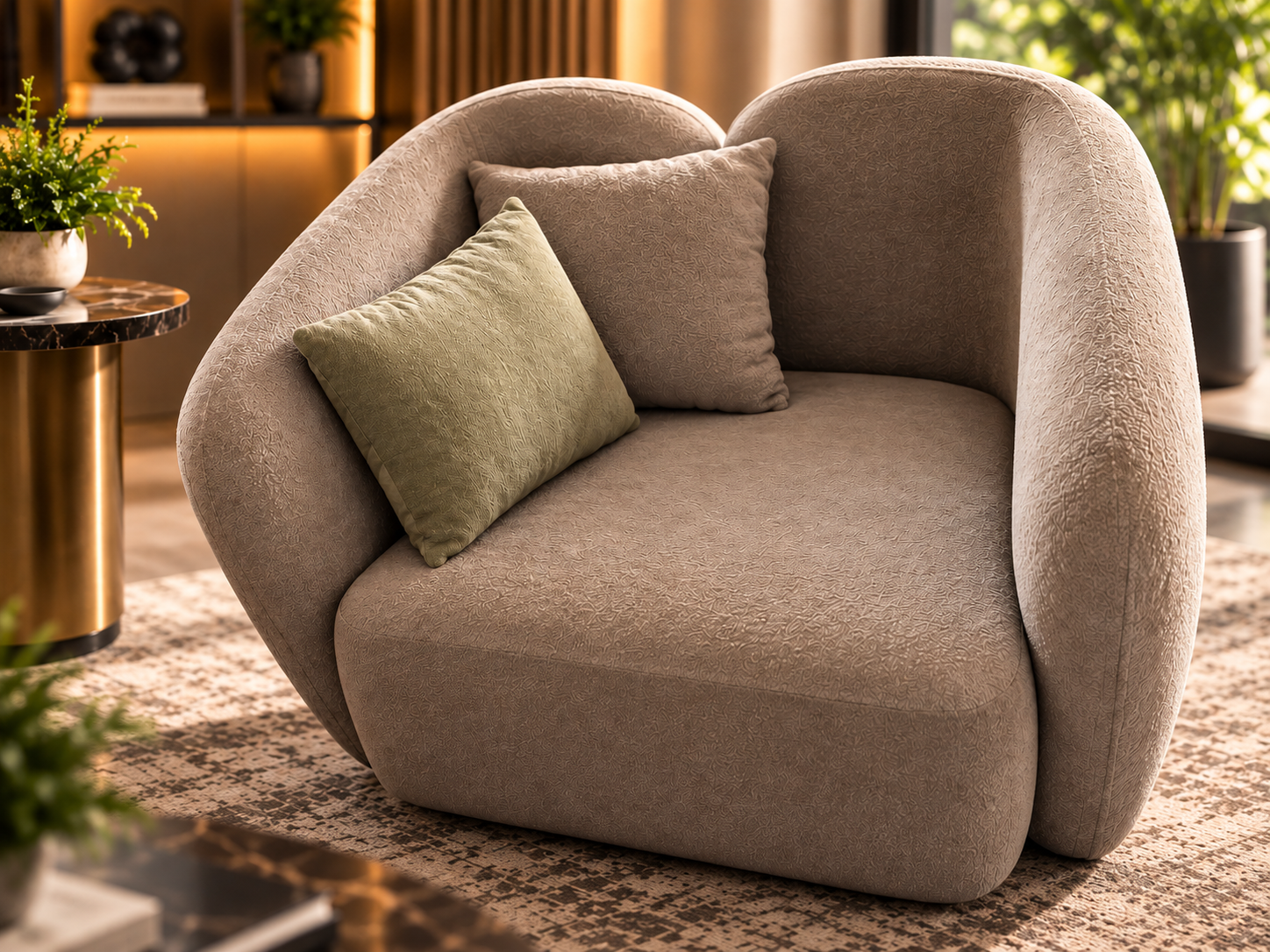 Modern Luxury 5-Seater Sofa Set – Sage Green & Ivory - Image 2