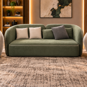 Modern Luxury 5-Seater Sofa Set – Sage Green & Ivory