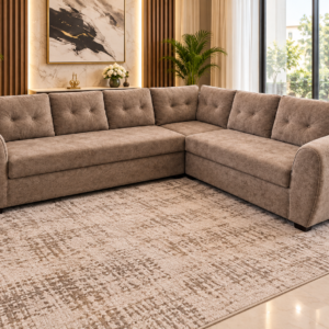 Modern L-Shaped Corner Sofa – Premium Taupe Fabric