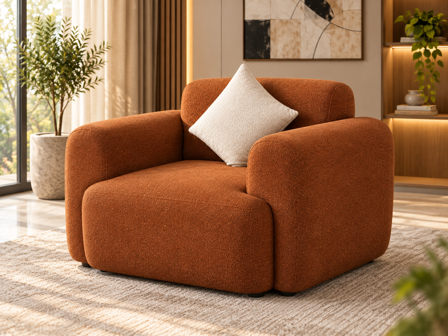 Modern 5-Seater Sofa Set – Rust Brown - Image 3
