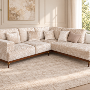 Luxury L-Shaped Chaise Sofa – Ivory Cream