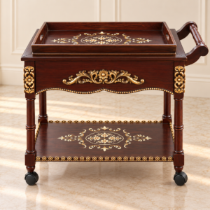 Royal Mahogany Wooden Tea Trolley – Vintage Serving Cart