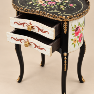 Vintage Hand-Painted Floral 2-Drawer Side Table