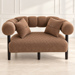 Royal Curve Lounge Chair – Premium Brown Accent Sofa Chair