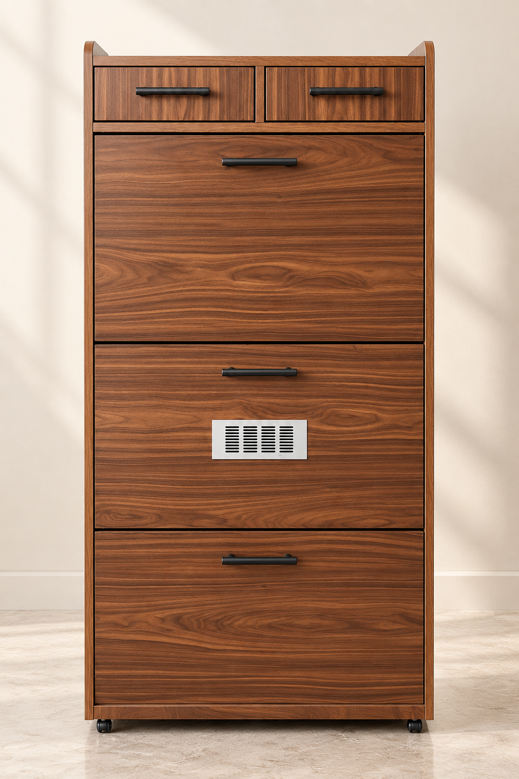 Premium Wooden 3-Tier Shoe Cabinet with Flip-Down Storage & Drawers - Image 2
