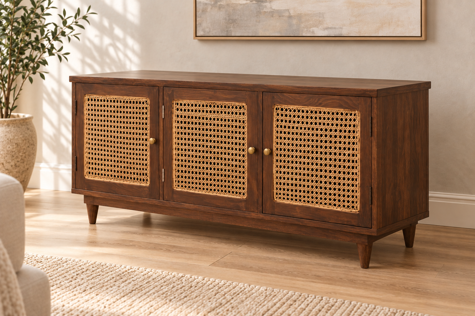 TV Console Heritage Cane 3-Door - Image 3
