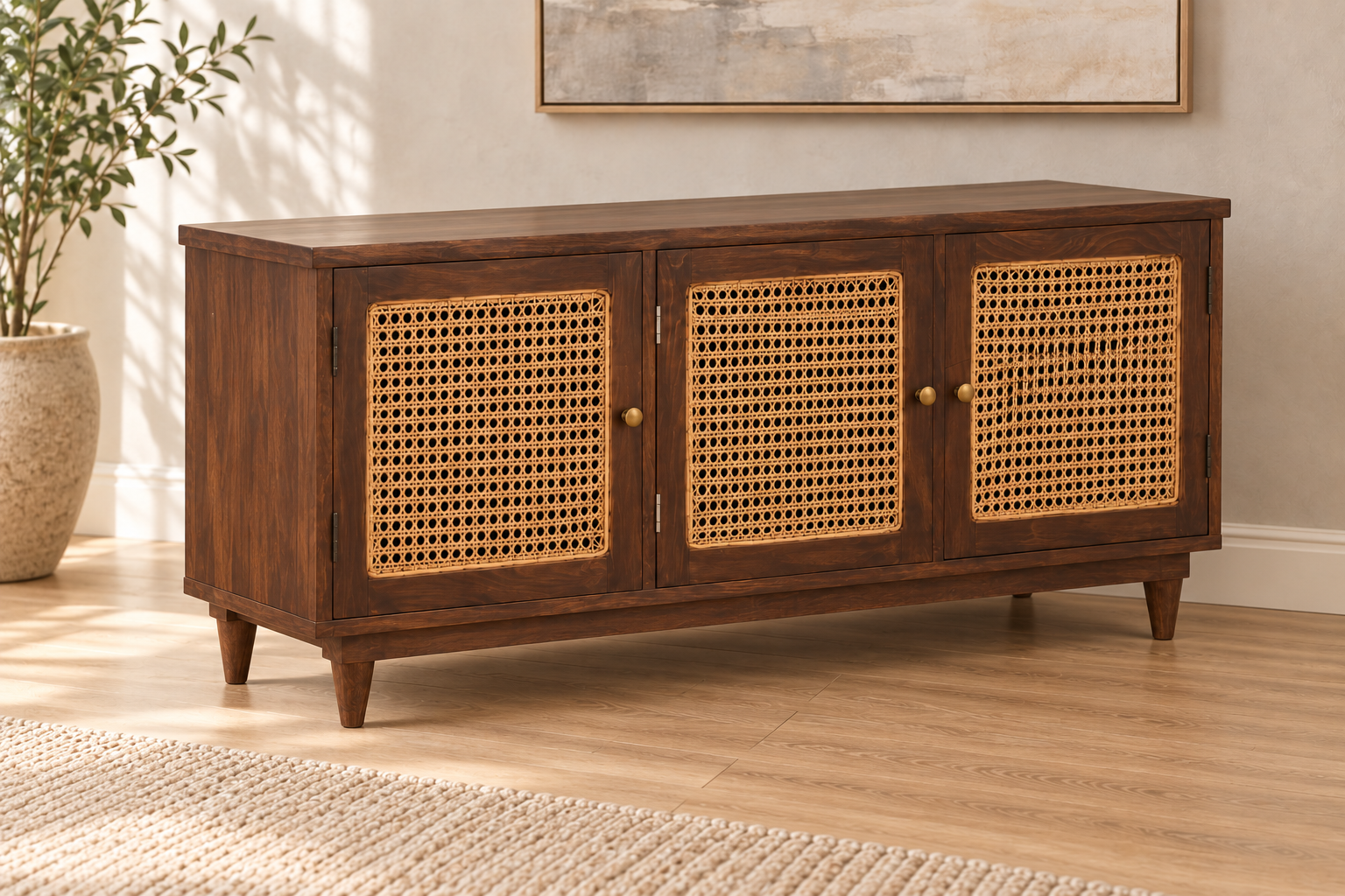 TV Console Heritage Cane 3-Door - Image 2
