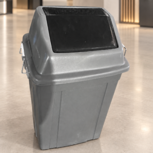 Commercial Swing Top Waste Bin – Heavy-Duty Grey Trash Can