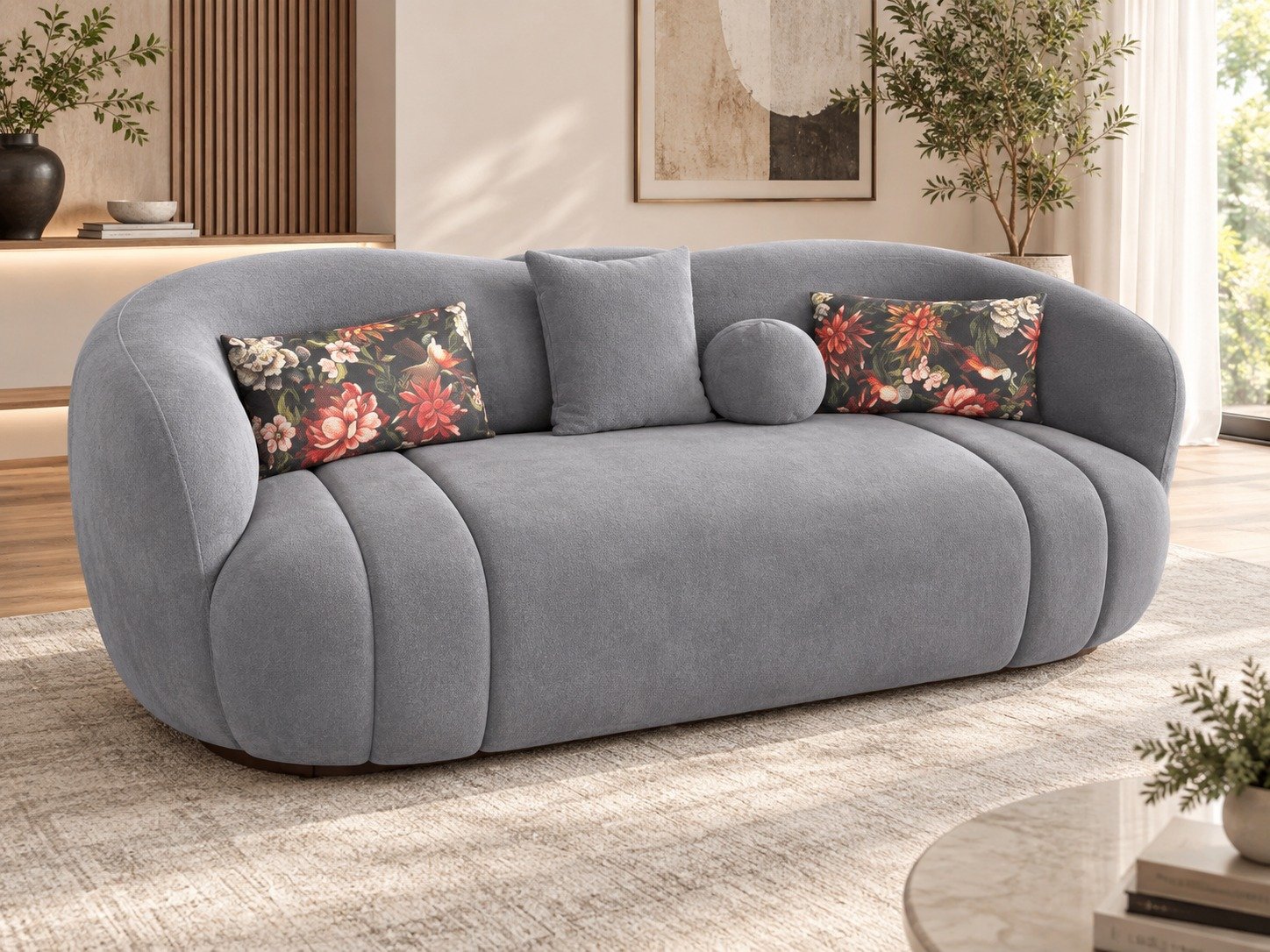 Modern Cloud 3-Seater Sofa – Grey