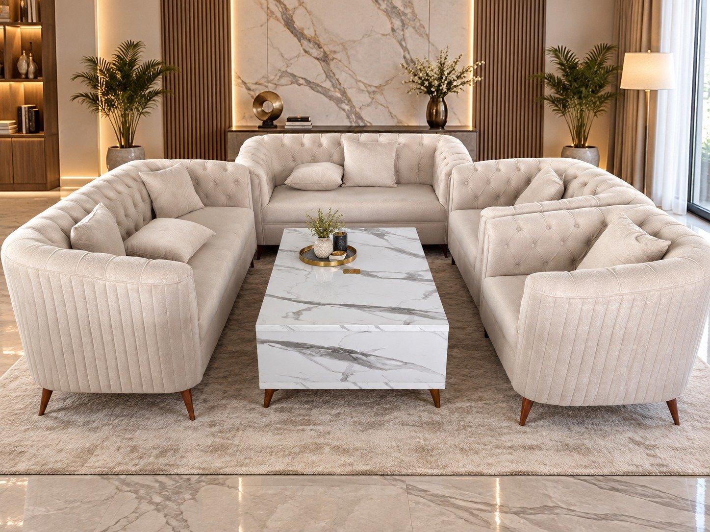 Luxury Chesterfield 7-Seater Sofa Set