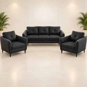 Modern Black 5-Seater Sofa Set