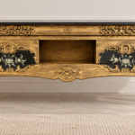 Luxury Antique Gold Floral Console Table – Hand-Painted Vintage Design