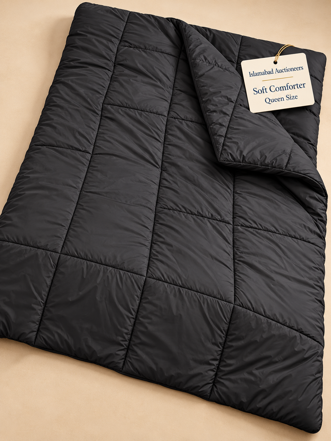 Black Queen Comforter in Beige Studio-1 Premium Black Queen Size Comforter – Soft Winter Quilt | Free Delivery Across Pakistan - Image 1