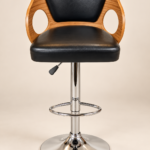 Premium Wooden Adjustable Bar Stool – Black Leatherette & Chrome Base