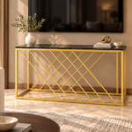 Black & Gold Geometric Console Table