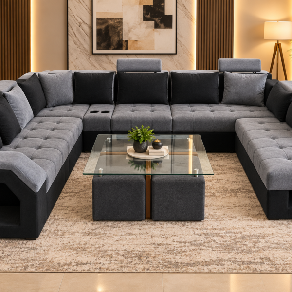 luxury-u-shaped-sectional-sofa-set-grey-black