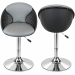 Modern Grey & Black Adjustable Swivel Stool – Cushioned Bucket Seat