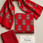Premium Marina 3-Piece Unstitched Winter Suit with Wool Shawl – Ruby Red | Free Delivery Across Pakistan